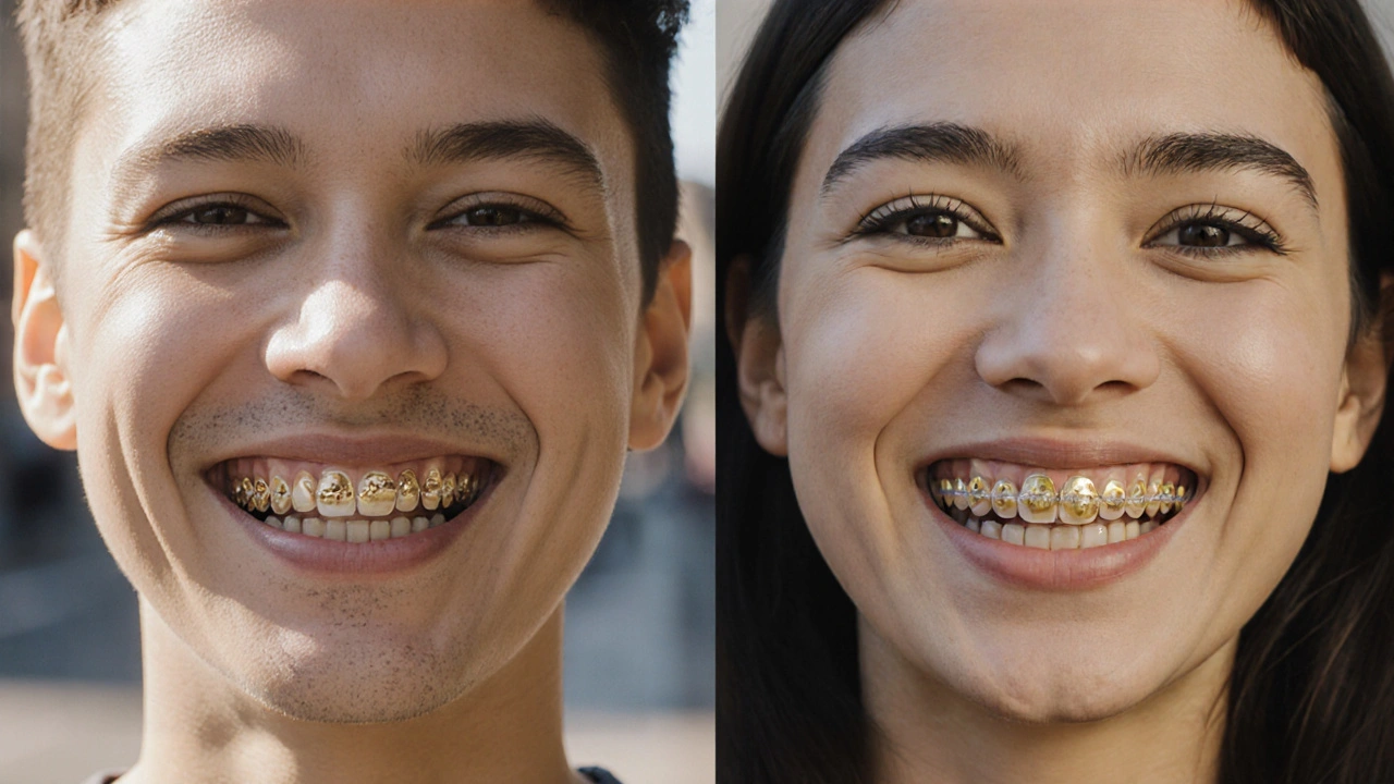 Člověk se usmívá, jeho zuby jsou přirozeně rovné, přechod od nejistoty k sebedůvěře.