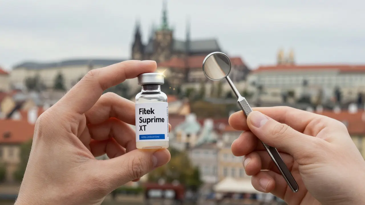 High-quality dental composite material next to dental tools with golden glow symbolizing value and durability.