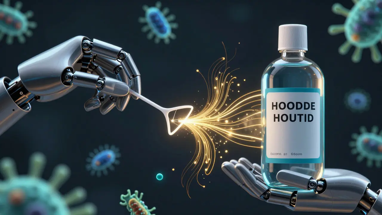 Synergický systém mezizubního kartáčku a ústní vody ničí bakterie a plak mezi zuby.