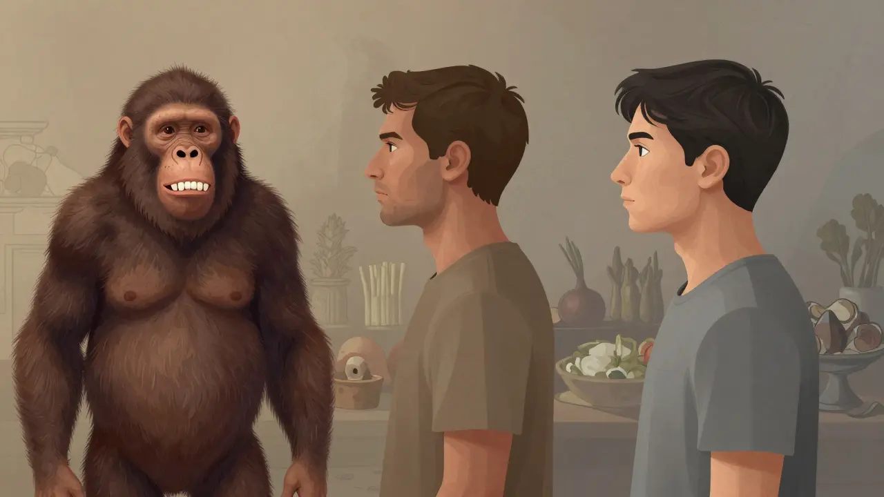 Porovnání starověkého a moderního čelisti s a bez třetích zubů v kontextu stravy.