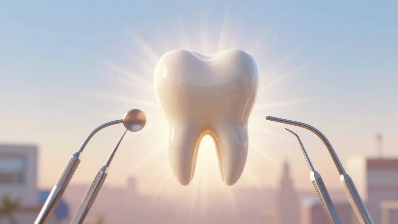 Abstraktní obraz úspěšné zubní restaurace s úsměvem