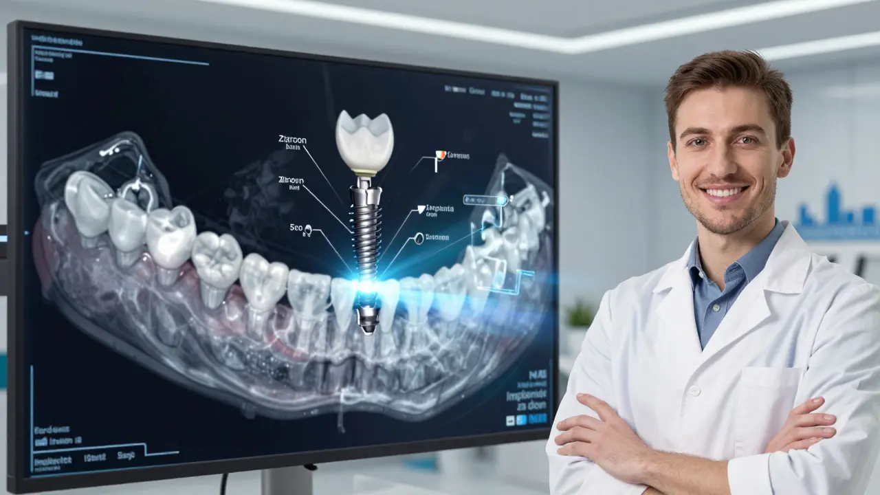 Moderní digitální plánování implantátu pomocí 3D snímku a holografických nástrojů.