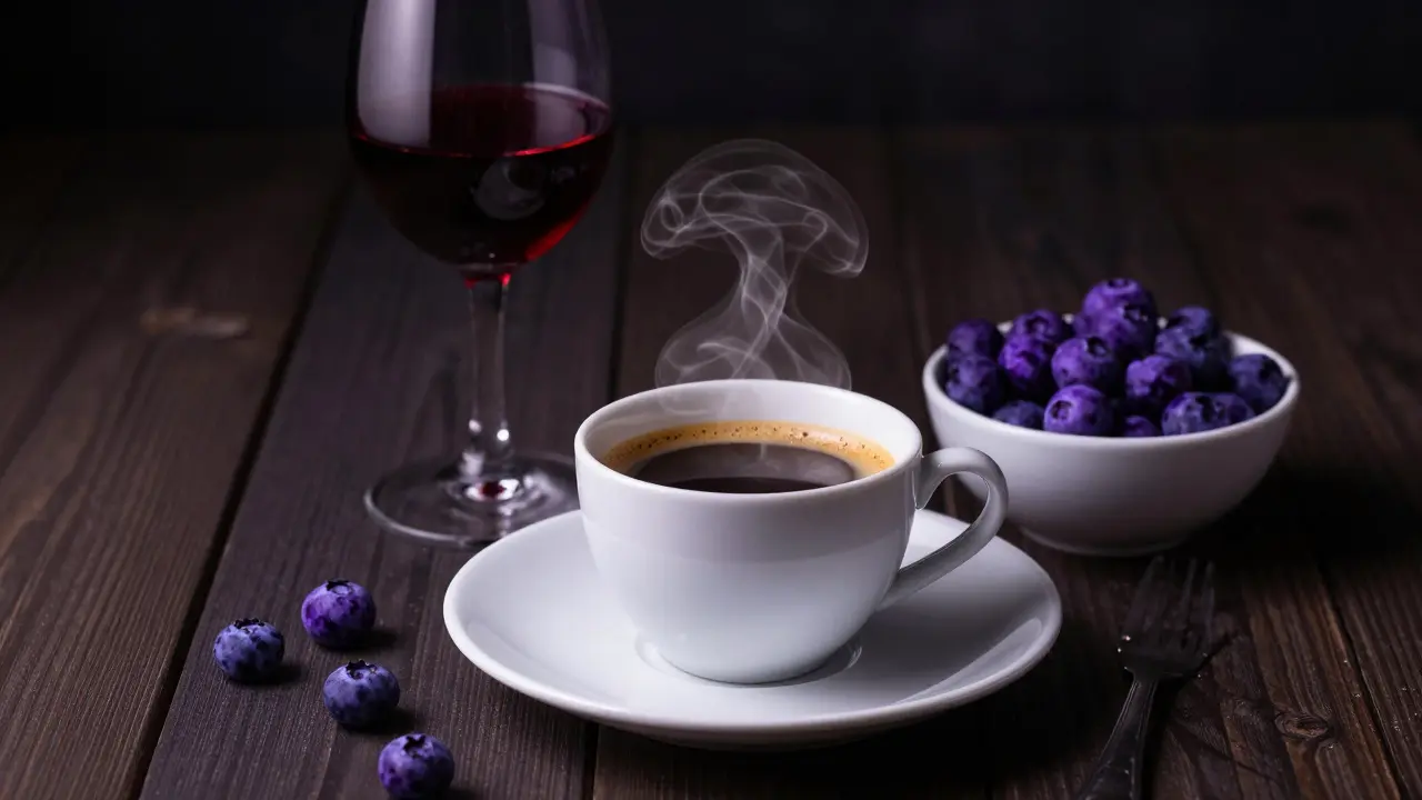 Káva, červené víno a borůvky jako potraviny způsobující zbarvení zubů.