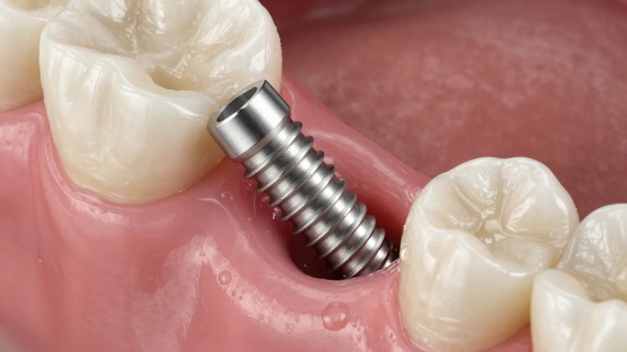 Titanový implantát integrovaný do čelistní kosti