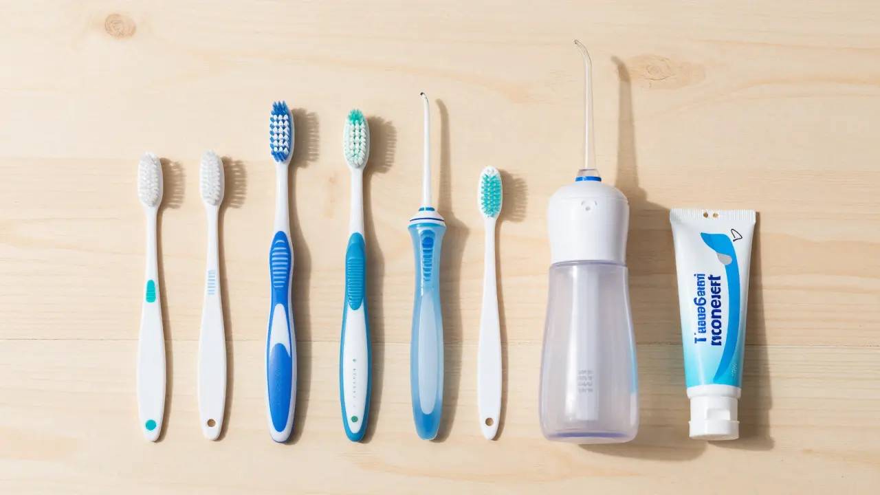 Nástroje pro hygienu zubů s rovnátky: kartáčky a vosk