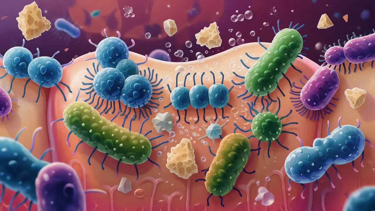 Mikroskopický pohled na bakterie kolonizující povrch zubu a tvořící biofilm.